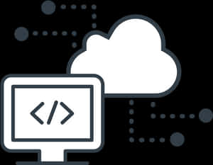 Computerbildschirm mit Code-Klammern, verbunden mit einem Cloud-Symbol. — Mobile Wallpaper