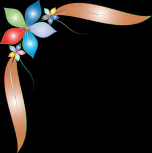 Flores y cintas estilizadas coloridas en un diseño de esquina decorativo. — Diseño de Imágenes Fondo Fondos