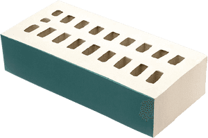 A perforated construction brick with teal sides against black background. — Applicable Wallpaper