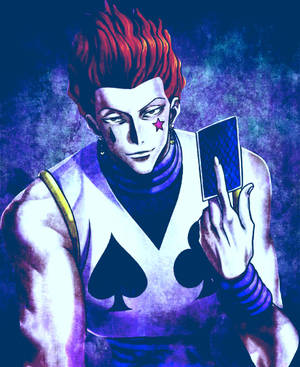 Personaggio anime con capelli rossi e tatuaggio a stella che tiene una carta da gioco. — X Sfondi