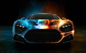 Futuristischer Sportwagen mit kosmischem Galaxiedesign, der im dunklen Weltraum leuchtet. — Cool Wallpaper