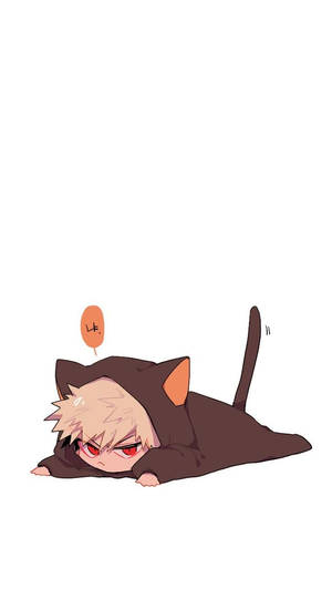Animekarakter in kattenkostuum liggend met boze uitdrukking — Kat Achtergronden