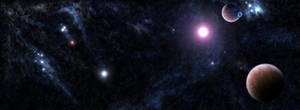Uma cena cósmica vibrante com estrelas brilhantes, planetas e nebulosas no espaço profundo. — Universo Papéis de Parede