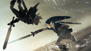 Deux personnages d'anime se battant dans les airs avec des épées et des boucliers. — Link Fonds d'écran