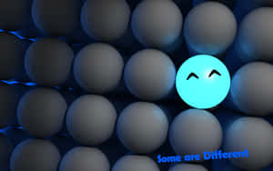 A glowing cyan smiley face among gray spheres with text 'Some are Different' — Disparate Wallpaper