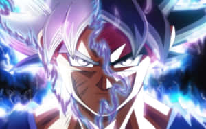 Personagem de anime com energia azul brilhante e expressão intensa. — Fundo de Dragon Ball Fundos
