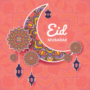 Eid Mubarak greeting with colorful mandala and lantern decorations. — Ed Wallpaper