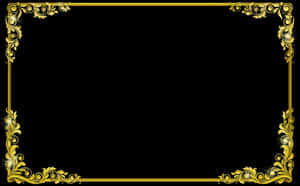 Golden ornate frame with leaf motifs and sparkles on black background. — Applicable Wallpaper