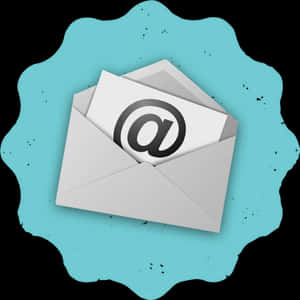 E-postikon med @-symbol inuti kuvert på teal bakgrund — E-postadress Bakgrundsbilder