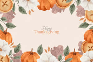 Aquarell-Herbstrand mit Kürbissen, Blumen und Blättern für Thanksgiving-Gruß. — Cool Wallpaper