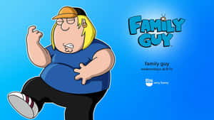 Cartoon-Figur aus Family Guy auf blauem Hintergrund mit Show-Logo und Sendeinformationen — BF Wallpaper