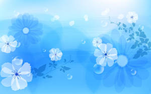 Blåt blomsterdesign med flydende bobler og blide lyseffekter. — Blå Wallpapers