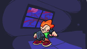 Cartoon character singing into microphone in dark room at night. — Fnf Wallpaper