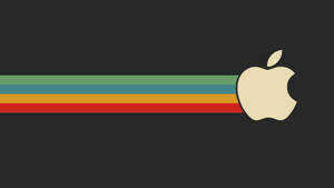 Logotipo bege da Apple com rastro de arco-íris em fundo cinza escuro — Retrô Papéis de Parede