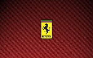 Logotipo de Ferrari sobre fondo de fibra de carbono roja — Logo Fondos de pantalla