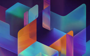 Arte digitale astratta con forme geometriche luminose in blu, arancione e viola. — Azione Sfondi