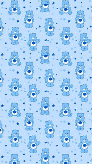 Blue Care Bears with white bellies and stars on a light blue background. — Grumpy Wallpaper