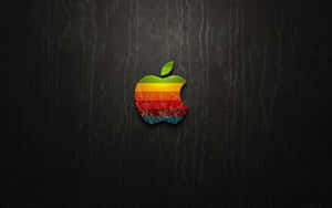 Vintage regnbue Apple-logo på mørk lædertekstur. — Apple Wallpapers
