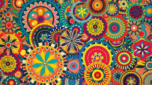 Et farverigt abstrakt mønster af overlappende geometriske mandalaer i lyse nuancer. — Mønster Wallpapers