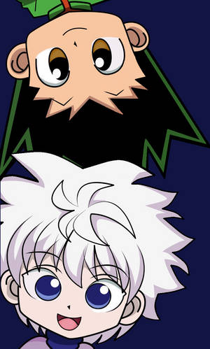 Due personaggi anime chibi con grandi occhi sorridono allo spettatore — X Sfondi