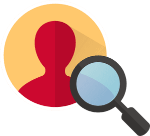 User profile icon with magnifying glass for search — Identity Wallpaper