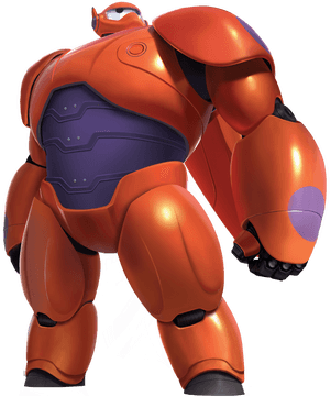 A giant orange and purple animated robot in a heroic stance. — Hero Wallpaper