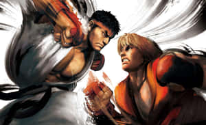 Dois lutadores de anime em meio à batalha com expressões intensas e desfoque de movimento. — Warrior Papéis de Parede