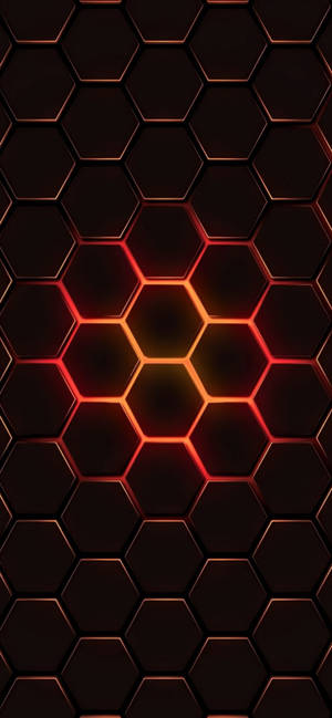 Dark hexagonal grid with glowing orange-red edges — iPhone 13 Pro Max Wallpaper