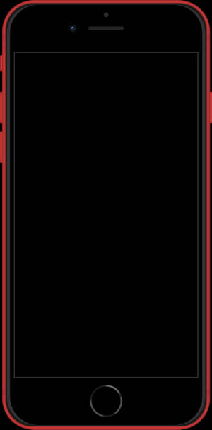 A black smartphone in a red case with a blank screen. — iPhone 8 Wallpaper