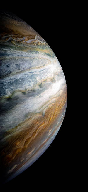 Jupiter's swirling clouds and storms in space — iPhone Xs Wallpaper