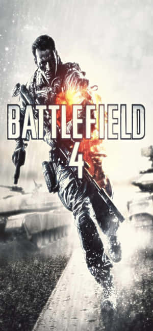 Soldier running in snowy battlefield with explosions and tanks — Honor Magic Wallpaper