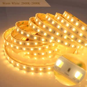 Coiled warm white LED lighting strips with close-up of glowing diodes. — iPad Air 11 Wallpaper