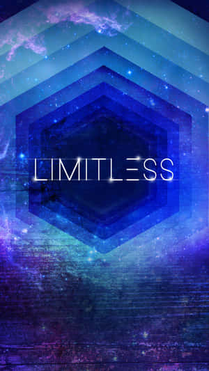 A glowing hexagon with the word limitless set against a starry cosmic background. — Applicable Wallpaper