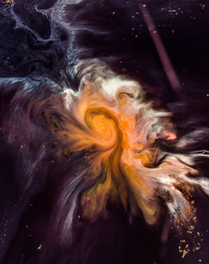 Vibrante nebulosa cosmica con nuvole arancioni e viola vorticose nello spazio profondo. — HD Sfondi