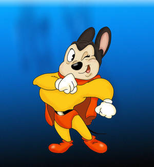 Comic-Maus-Superheld in gelbem und orangefarbenem Kostüm posiert selbstbewusst. — Epic Wallpaper