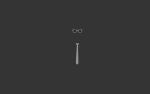 Briller og slips i minimalistisk hvit linjekunst på mørkegrå bakgrunn. — Minimalist Bakgrunner