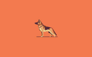 Pastor alemão em ilustração minimalista de fundo laranja — Animal Papéis de Parede