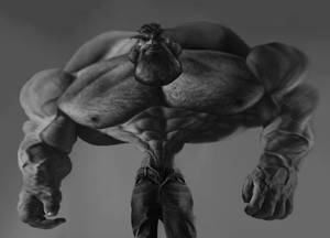 Œuvre d'art numérique monochrome de Hulk avec des muscles massifs et une expression en colère. — Meme Fonds d'écran