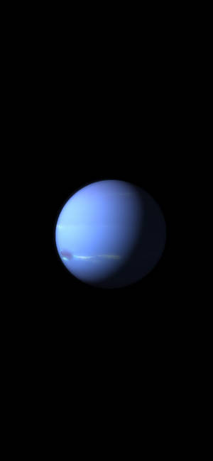 Ein blauer Planet mit schwachen Bändern schwebt in der dunklen Leere des Weltraums. — Planet Wallpaper