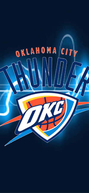 Logo della squadra di basket Oklahoma City Thunder con effetti di fulmine. — NBA Sfondi