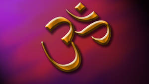 Goldenes Om-Symbol auf violettem und rotem Farbverlaufshintergrund — Gradient Wallpaper