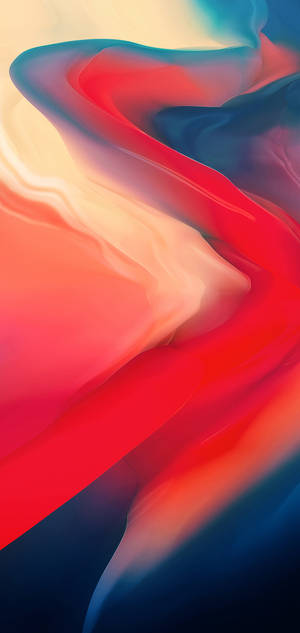 Opera d'arte digitale astratta dinamica con gradienti fluidi di rosso, blu e crema. — OnePlus Sfondi