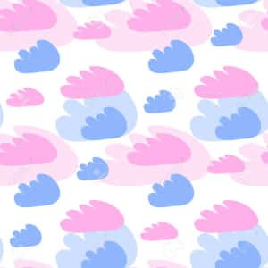 Formes de nuages ​​pastel roses et bleus se répétant sur fond blanc. — Image Fonds d'écran