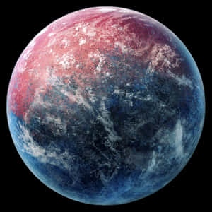 Ein roter und blauer Planet mit wirbelnden Wolken im Weltraum. wallpaper
