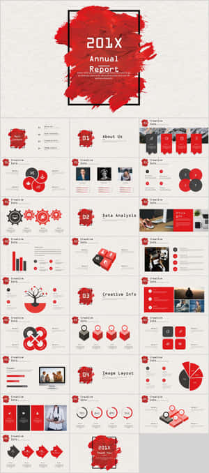 Professional annual report template with red design elements and data visualizations. — OnePlus 11 Wallpaper