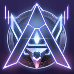 Futuristisches leuchtendes geometrisches Logo mit neonblauen und lila Akzenten. — Pubg Wallpaper