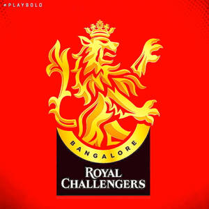 Golden crowned lion logo for Bangalore Royal Challengers on red background. — Challengers Wallpaper