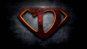 Verwittertes Superman-Logo leuchtet auf dunklem strukturiertem Hintergrund — D Wallpaper