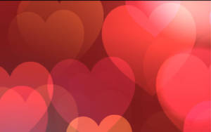 Corazones brillantes en tonos rojos y rosas crean un efecto bokeh romántico. — Escritorio Fondos de pantalla