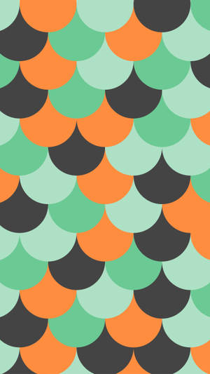 Farverigt overlappende skælmønster i orange, mint og trækul — Design Wallpapers